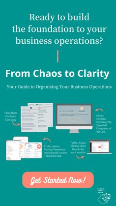 a poster with the words from chaos to clarity and an image of a computer screen