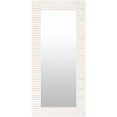 a white framed mirror on a wall