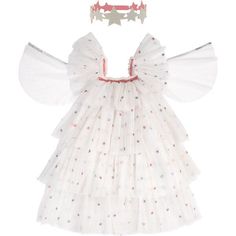 a white dress with stars on it and a tiara