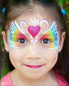 Face Painting Unicorn, Rainbow Face Paint, Fairy Face Paint, Face Painting Tips, Butterfly Face Paint, Girl Face Painting, Face Painting Tutorials