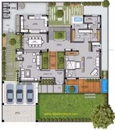 the floor plan for a house with an outdoor pool and hot tubs in it