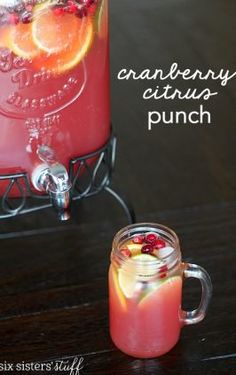 the cranberry citrus punch is ready to be served