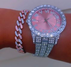 Girly Bracelets, Rhinestone Watches, Pink And Silver