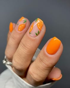 Nagellack Trends, Nagel Tips, Easy Nails, Her Nails, Orange Nails, Stick On Nails, Manicure Y Pedicure, Nail Art Summer, Nail Designs Summer