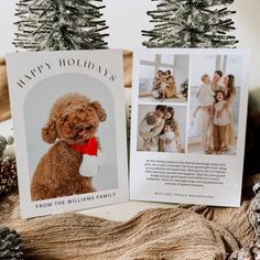 two christmas cards with pictures of dogs on them