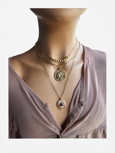 This is a beautiful 18k Gold Filled Layered Necklace Set. Lead and nickel free, this hypoallergenic necklace set is the perfect gift for her, with two coin medallions and a gold beaded choker. it is all one necklace sand rings from 14" to 18" at the smallest strand with a built-in extender.  Crafted using high-quality gold filled chain and pendants that contain no lead, nickel or cadmium.  💗NOTE💗 To prolong the life of your gold plated and/or vacuum plated jewelry and keep the colour and shine Gold-tone Medallion Chain Necklace, Tarnish Resistant, Gold-tone Brass Medallion Chain Necklace, Bohemian Multi-strand Layered Necklace With Adjustable Chain, Gold-tone Multi-strand Adjustable Layered Necklace, Vintage Gold Multi-layer Chain Necklace, Hypoallergenic Necklace, Layered Necklace Set, Gold Necklace Layered, Multi Strand Necklace