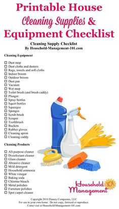 printable house cleaning supplies and equipment checklist