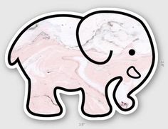 an elephant sticker with pink marble and black outline in the shape of an elephant