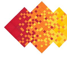 three different colored squares are arranged in the same pattern, each with red and yellow squares