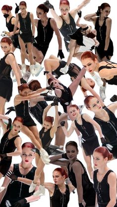 a collage of women in black and white outfits