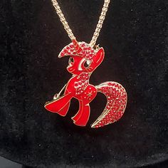 This Betsey Johnson Necklace Features A 1.5" X 1.5" Red My Little Pony Pendant/Brooch On A 23" L Gold Tone Chain With A 2" Extender. It Is Signed Bj For Betsey Johnson On A Charm On The Extender And Comes With It's Original Tag. Red Brooch Jewelry For Valentine's Day, Red Valentine's Day Brooch, Betsey Johnson Necklace, Pendant Brooch, Brooch Necklace, Betsey Johnson Jewelry, Girly Jewelry, Shopping Spree, Tv Movies