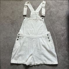 New Without Tags. Super Cute! White Bib Front Overalls With Pockets, White Casual Bib Front Overalls, Chic Cotton Overalls With Bib Front, Cotton Overalls For Day Out, White Overalls With Pockets, Chic Cotton Shortalls For Day Out, Chic Cotton Shortalls Overall, Chic Cotton Shortalls, White Bib Front Jumpsuit With Pockets