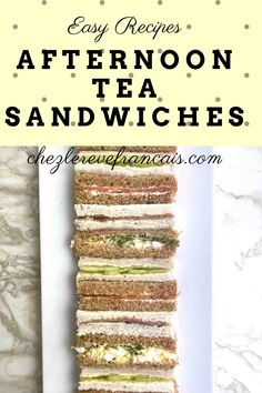 an image of afternoon tea sandwiches with text overlay