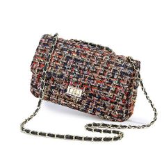 Black and Red Tweed Flap Square Handbags Shoulder Chain Bag for $49.99 | Baginning Tweed Handbag, Tweed Bag, Womens Tweed, Women Crossbody Bag, Lv Bags, Shoulder Strap Bag, Black Tweed, Pink Purse, Shoulder Chain