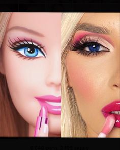 Макияж в стиле барби Barbie Makeup For Halloween, Barbie Makeup Aesthetic, Barbie Makeup Halloween, Barbie Makeup Look Doll, Make Barbie, Barbie Looks Outfits, Barbie Makeup Ideas, Make Up Barbie, Halloween Barbie Costume