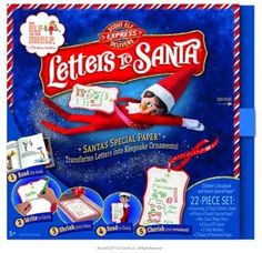 an elf is flying through the air with letters to santa