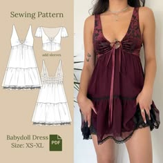 a women's nightgown with lace trimmings and spaghetti straps on the bottom