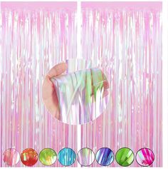 an image of a pink curtain with different colors on it and the background is made up of