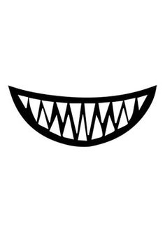 a black and white drawing of an evil smile