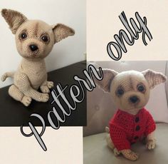 there are two pictures of a small dog wearing sweaters, and the same photo has been made to look like an animal