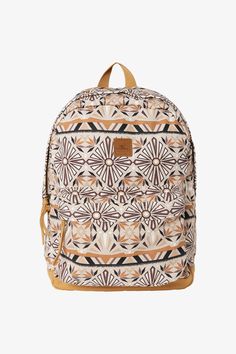 O'Neill Women's allover print backpack 16 1/2" H x 12 1/2" W x 5" D Exterior zip pocket Interior laptop compartment Adjustable straps 100% Cotton canvas | O'Neill Women's Shoreline Lucy Backpack in Cement Shopping Wishlist, Cement, Cotton Canvas, Zip Pockets, Adjustable Straps, Laptop, Backpacks, Exterior, Canvas