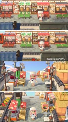 two screens showing the different stages of buying items in an animal crossing game, and how to use them