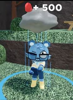 a cartoon character is standing in the rain with an umbrella over his head and glasses on