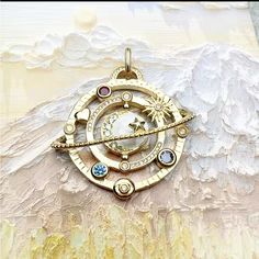 Nwot Cosmic Planetary Pendant 18k Gold Plating Over Sterling Silver. Pendant Only Planetary Rings, Cosmic Jewelry, Celestial Magic, Necklace Moon, Moon Pendant Necklace, Gift For Woman, Moon Pendant, Moon Necklace, Intricate Design