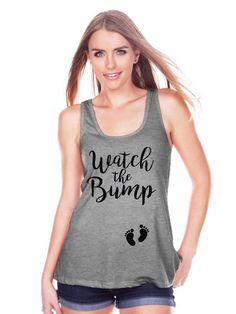 Women's Pregnancy Announcement Shirt - Watch the Bump Grey Tank Top - Pregnancy Announcement Tank - Funny Pregnancy Reveal Shirt Sundays Are For Football, Football Tank Tops, Womens Football Shirts, Football Lover, The Bump