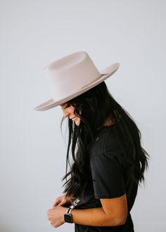 A classic cattleman crown made to be styled for the city as much as the countryside. This hat features an upturned brim + a tall crown, giving Ezra a modern + feminine feel. Ezra comes with a removable tonal grosgrain band featuring a brass Gigi Pip pin. Hat is M-L = 59" Gambler Hat Gigi Pip, Elegant Everyday Hat Band With Flat Crown, Chic Everyday Fedora With Flat Crown, Chic Everyday Hat With Curved Brim, Chic Wide Brim Boater Hat For Daily Wear, Chic Fedora With Flat Crown For Spring, Chic Flat Crown Fedora For Spring, Chic Fitted Boater Hat With Flat Crown, Fall Flat Crown Top Hat