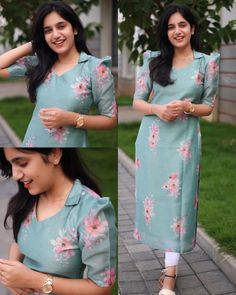 Floral Kurti Designs Latest Cotton, Frocks For Women Indian, Simple Frock For Women, Cotton Kurti Neck Designs Latest Fashion, Churidar Designs Latest, Simple Cotton Kurti Designs Latest, Simple Cotton Frocks For Women, Frock Models For Women, Cotton Frocks For Women