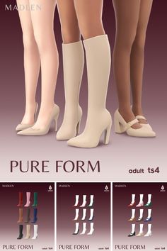 four pairs of women's high heeled shoes with different colors and sizes, all in