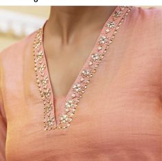 Khatali Work Kurti Neck, Hand Work In Kurti Neck, Kurta Neck Embroidery Designs, Kurti Neck Work Design, Churidhar Neck Designs Hand Embroidery, Neck Work For Kurtis, Simple Hand Embroidery Designs For Kurti, Handwork Kurti Designs, Kurta Neck Design Latest