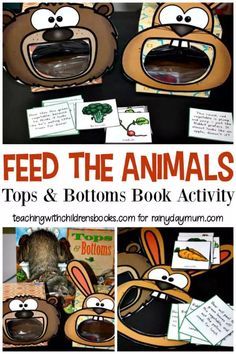 an animal themed book with the title feed the animals top and bottom books are shown