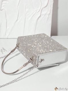 Bird in Bag - Exquisite Glitter Bow Rhinestone Evening Bag: Womens Handbag with Spacious Capacity, Metal Top Handle, perfect for Valentines Day Modern Handbag, Womens Handbag, Vintage Crossbody Bag, Glitter Bow, Bird In Bag, Square Bag, American Style, Evening Bags, Top Handle