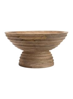 a wooden bowl on a white background