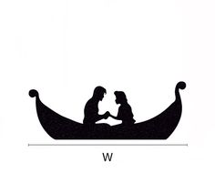 the silhouette of two people sitting in a boat with their hands together, facing each other