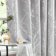 PRICES MAY VARY. METALLIC BLACKOUT CURTAINS: Sold in pair, 50" w x 63" /panel, 100" w x 63" /pair, foil silver branch on grey curtains. Recommend ordering 2 to 3 times rod width for proper look and fullness NATURAL INSPIRED PATTERN: Foil silver tree branch print on grey window curtain inspires a modern aesthetic twist with the bold and dramatic natural painting pattern. These print curtains will certainly spark your home décor immediately, perfect for living room, bedroom, family room, dining ro Living Room Silver, Thermal Window Treatments, Tree Curtains, Grey Blackout Curtains, Insulated Drapes, Blackout Curtains Bedroom, Decorative Curtain Rods, Curtains For Bedroom, Office Office