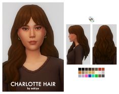 an animated image of a woman with long brown hair and dark clothes, wearing earrings