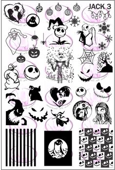 halloween themed stickers with black and white designs