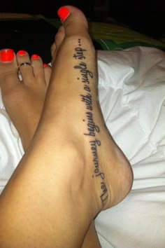 a woman's foot with a tattoo on it that says, i am not afraid to