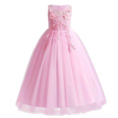 Kids teen girls summer sleeveless vintage floral appliques elegant sweet formal birthday school graduation first communion party fall ball gown long maxi ruched bowknot summer tutu juniors bridesmaid tulle quinceanera dress flower girl dresses.  Exquisite Chic Design: Sleeveless round neck bodice, embellished with 3d flower and beads decor, full-length multilayer tulle skirt with comfortable lining, gives enchanting fluffy look to it. Zip-back fastening, the satin sashes can be tied a lovely bo Royal Blue Girls Dress, Flower Tulle Dress, Bridesmaid Tulle, Flower Tulle, Beads Decor, Fall Ball, First Communion Party, Communion Party, Royal Blue Dress