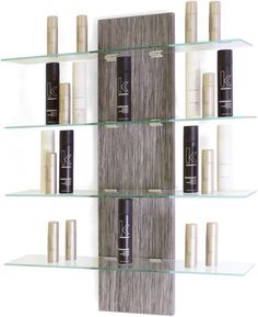 some shelves with different types of hair products on them