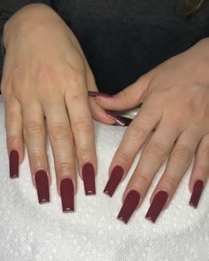 Acrylic Nails Maroon Burgundy, Burgundy Square Acrylic Nails, Dark Red Nails Long Square, Long Burgundy Nails, Dark Cherry Red Nails Square, Dark Cherry Red Nails Coffin, Lilith Nails, Cherry Red Coffin Nails