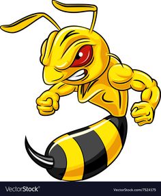 a cartoon yellow bee character running