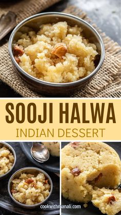 This popular Indian semolina pudding is flavored with ghee and cardamom powder. It's just the perfect little treat for just about any occassion. Sooji Halwa Recipes Indian, Soji Recipe, Semolina Recipes, Indian Deserts, Sooji Halwa, Coconut Ladoo Recipe, Tawa Pulao, Halva Recipe, Easy Indian Dessert