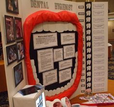 a display with dental hygiene items on it