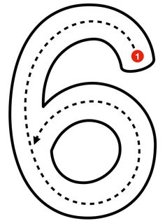 the number six with an arrow on it