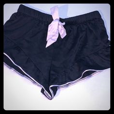 Victoria Secret Satin Lounge Shorts. Black Satin With Pink Piping. Satin Drawstring And Elastic Waistband. Nwt Black Pajama Shorts For Lounging, Black Short Length Pajama Shorts For Lounging, Black Stretch Shorts For Lounging, Black Pajama Shorts For Loungewear, Black Sleep Bottoms Short Length, Black Short Sleep Bottoms, Black Pajama Shorts For Sleepover, Black Short Sleepwear For Sleepover, Black Casual Shorts For Sleepover