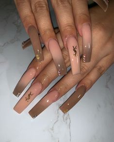 Nails Grunge, Brown Acrylic Nails, Slay Queen, Drip Nails, Nagel Tips, Ombre Acrylic Nails, Fall Acrylic Nails, Long Acrylic, Long Square Acrylic Nails